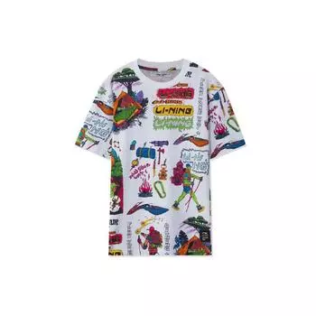 Футболка мужская белая с круглым вырезом и принтом Li Ning X Chinatown Market Collaboration, забавная, белая AHSR897-1 XXL