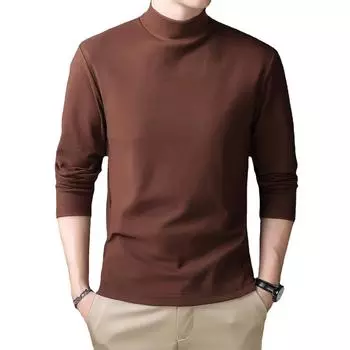 Футболка мужская большого размера с длинным рукавом из немецкого бархата с полувысоким воротником и теплой основой 6XL