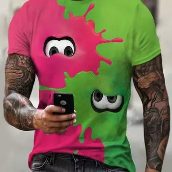 Футболка мужская большого размера с ярким граффити, модный дизайн, принты из мультфильмов, летняя прохлада S