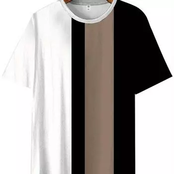 Футболка мужская большого размера с ярким контрастом — легкая и дышащая для летнего стиля — создана для модных джентльменов S