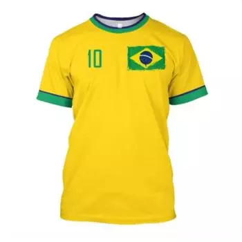 Футболка мужская бразильская с круглым вырезом, свободная, с коротким рукавом, мужская одежда, 3D-принт, бразильский флаг, футболка с выбором футбольной команды M