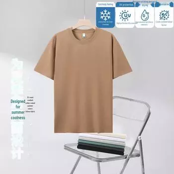 Футболка мужская быстросохнущая Ice Silk с круглым вырезом — однотонная летняя версия 3XL (78-85 kg)