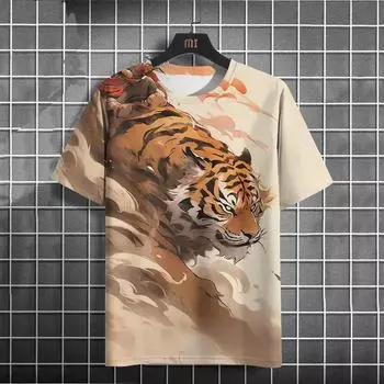 Футболка мужская Cartoon Cat с 3D-принтом, летняя мужская толстовка с круглым вырезом, свободные повседневные футболки с короткими рукавами S