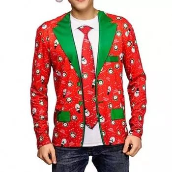 Футболка Мужская футболка Футболка Графический принт Уродливый круглый вырез Красный 3D принт Уличная одежда с длинным рукавом Принт Одежда Базовая мода Дизайнер S