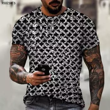 Футболка мужская футболка с трехмерным геометрическим 3D принтом мужская летняя с короткими рукавами новая мода спортивный баскетбольный топ S