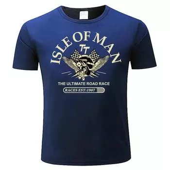 Футболка мужская хлопковая Isle of Man TT Races The Ultimate Road Race EST1907 Skull Helmet T-Shirt Fashion T-Shirt S