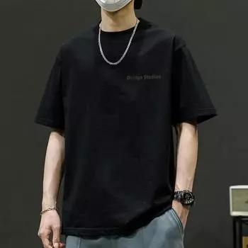 Футболка мужская хлопковая с узором, повседневная, с круглым вырезом и короткими рукавами L