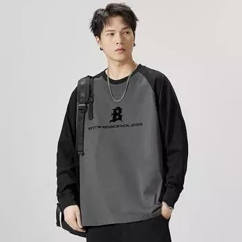 Футболка мужская из бархата с круглым вырезом и длинными рукавами, осенне-зимняя, мужская, свободного покроя, большого размера, японский модный бренд, тяжелый свитер Tide M хаки