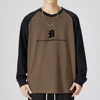 Футболка мужская из бархата с круглым вырезом и длинными рукавами, осенне-зимняя, мужская, свободного покроя, большого размера, японский модный бренд, тяжелый свитер Tide M темно-зеленого