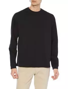 Футболка мужская из хлопчатобумажной ткани свободного покроя с длинным рукавом, черная, размер S [Beam Slights] чёрный