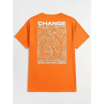 Футболка мужская из хлопка с круглым вырезом и надписью «Change Never Look Back Street Graphic», летняя свободная одежда больших размеров, дышащая S