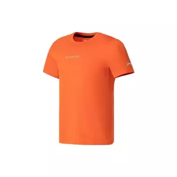 Футболка мужская из серии Li Ning Running, однотонная, быстросохнущая, дышащая, оранжевая, ATSS061-5 XL