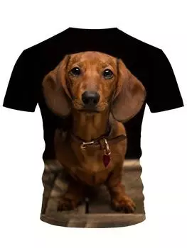 Футболка мужская крутой дизайн 3D принт собаки футболка новинка индивидуальная футболка Harajuku мода уличная одежда S коричневый