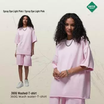 Футболка мужская летняя ARTIE 2024 года, белая, состаренная, окрашенная распылением, плотность 360 г, стираная, с легким начесом, с короткими рукавами M