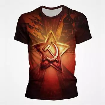 Футболка мужская летняя CCCP Русские футболки мужские СССР Советский Союз Мужская футболка с коротким рукавом Москва Мужские футболки большого размера XS-6XL XS
