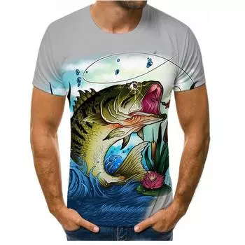 Футболка мужская летняя с цифровым принтом Ocean Fish, короткий рукав S