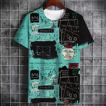 Футболка мужская летняя с принтом Art Street Graffiti 3D, модная альтернативная свободная футболка с коротким рукавом, креативные повседневные топы XXS