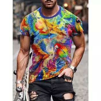 Футболка мужская летняя уличная свободная спортивная с 3D-цифровым принтом и круглым вырезом с коротким рукавом S