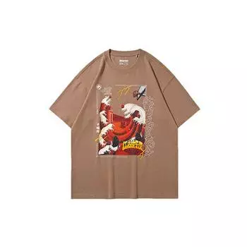 Футболка мужская Li Ning Badfive Casual Sports Cartoon Print Loose Short Sleeve T Shirt Gingerbread-Brown AHSQ935-1 M