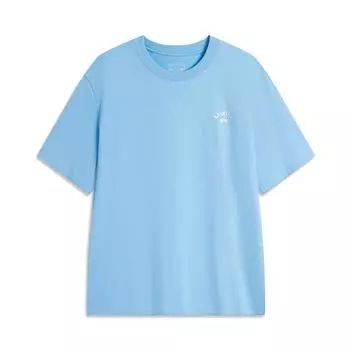 Футболка мужская Li Ning из хлопка с круглым вырезом и коротким рукавом, светло-голубая, AHSU535-4 S