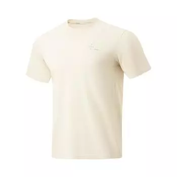 Футболка мужская Li Ning Mens Running Series быстросохнущая дышащая с круглым вырезом и логотипом, светоотражающая, с коротким рукавом, рок-бело-серая ATSU051-4 M