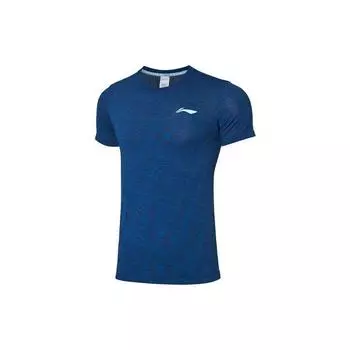 Футболка мужская Li Ning Running с круглым вырезом и коротким рукавом, синяя ATSQ071-3 M