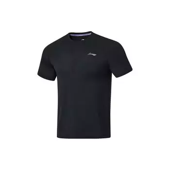 Футболка мужская Li Ning Running Series однотонная, быстросохнущая, дышащая, с коротким рукавом, черная ATST511-1 M