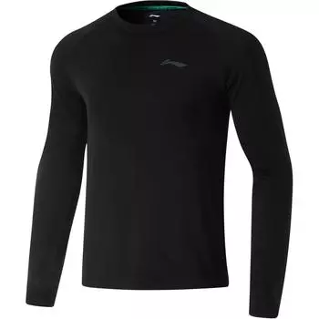 Футболка мужская Li Ning Running Series с круглым вырезом, однотонная, с длинным рукавом, черная ATLU047-1 S