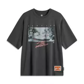 Футболка мужская Li Ning Sports Lifestyle Series с круглым вырезом и принтом, свободная, дышащая, с коротким рукавом, черная, AHSU421-1 2XL