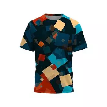 Футболка мужская модная, с принтом «вкус цвета» 3D, спортивная, повседневная, свободная, быстросохнущая, с круглым вырезом, с коротким рукавом, удобная футболка S