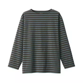 Футболка мужская MUJI Washed Thick Boat Neck Quarter Sleeve AB1L6A4A Dark Brown Border XL