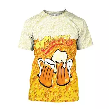 Футболка мужская Oktoberfest Футболки с 3D-принтом на тему пива Повседневная футболка Harajuku с коротким рукавом Мужская одежда больших размеров Топы Одежда в стиле хип-хоп S