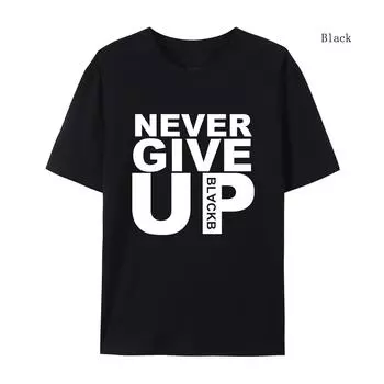 Футболка мужская осенне-зимняя, спортивный костюм Never Give Up, 100% хлопок, с круглым вырезом, высококачественная повседневная футболка для фитнеса и улицы S