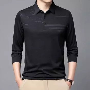 Футболка мужская осенняя новинка для молодежи и мужчин среднего возраста, деловая рубашка поло, нижняя рубашка, модная футболка с принтом M
