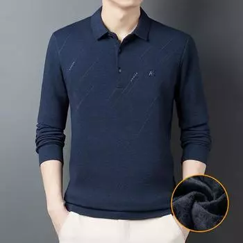 Футболка мужская плюшевая, новая зимняя одежда, модная повседневная рубашка с лацканами для молодежи и людей среднего возраста, свободная утолщенная теплая базовая рубашка M