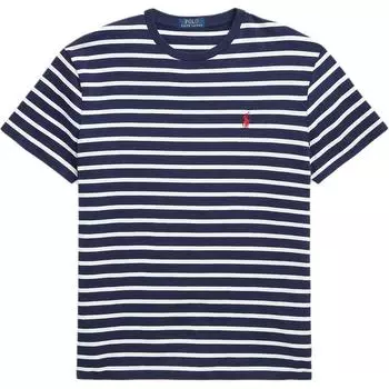 Футболка мужская Polo Ralph Lauren с вышивкой логотипа, в полоску, с круглым вырезом, с коротким рукавом, топы, синяя 710934662-012 S