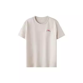 Футболка мужская повседневная с вышитым логотипом Li Ning, однотонная, с круглым вырезом, серебристо-рыбье-серое ATST639-3 S