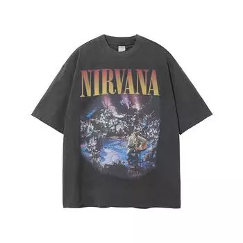 Футболка мужская ретро-группа Nirvana Band ARTIE | Весенне-летняя мода 2023 г. | Стираная, с коротким рукавом, напечатанная на струйном принтере Large