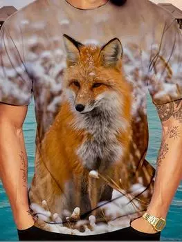 Футболка мужская с 3D-принтом животных — повседневная футболка с круглым вырезом и коротким рукавом для летнего отдыха на свежем воздухе и повседневной одежды S