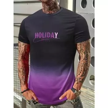 Футболка мужская с буквами, футболки с 3D-принтом, мужские простые градиентные модные трендовые футболки с коротким рукавом, повседневная летняя одежда S