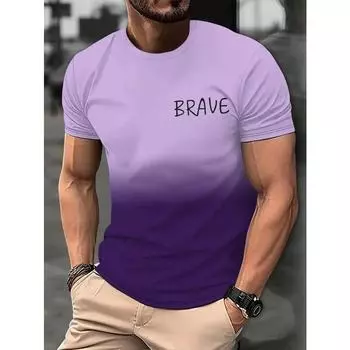 Футболка мужская с буквами, футболки с 3D-принтом, мужские простые градиентные модные трендовые футболки с коротким рукавом, повседневная летняя одежда S