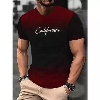 Футболка мужская с буквами, футболки с 3D-принтом, мужские простые градиентные модные трендовые футболки с коротким рукавом, повседневная летняя одежда S