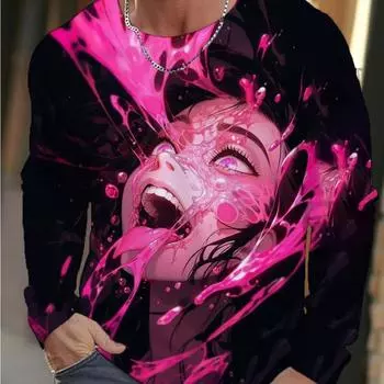 Футболка мужская с длинным рукавом, 3D-печать, анимация, HD-печать, футболка мужская с длинным рукавом, осенние топы, повседневная футболка S