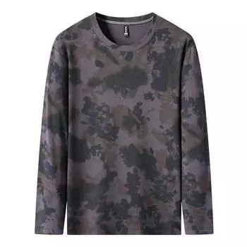 Футболка мужская с длинным рукавом на весну и осень, новая молодежная мода, с принтом и круглым вырезом, повседневная рубашка-рубашка M