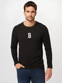 Футболка мужская с длинным рукавом с узором Big B, повседневные пуловеры из чистого хлопка, большой размер S
