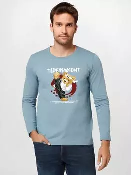 Футболка мужская с длинными рукавами Kung Fu Bear Plus Size из чистого хлопка с круглым вырезом S-5XL S