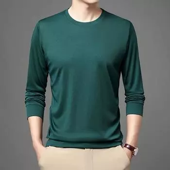 Футболка мужская с длинными рукавами, тонкая весенне-осенняя толстовка, нижнее белье, летняя быстросохнущая рубашка с круглым вырезом, дышащая нижняя рубашка M