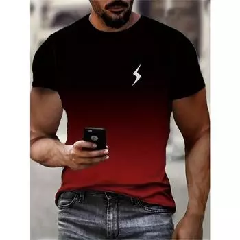 Футболка мужская с графическим принтом ярких градиентных цветов - футболка с коротким рукавом и круглым вырезом из удобной ткани S