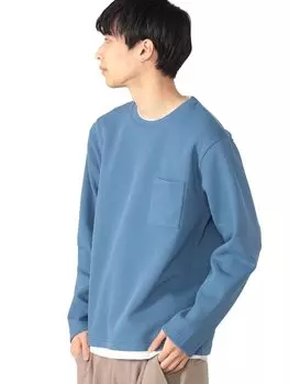 Футболка мужская с имитацией слоя картона Kanoko M [Beams Heart] L/S__TEE GRAYISH_BLUE