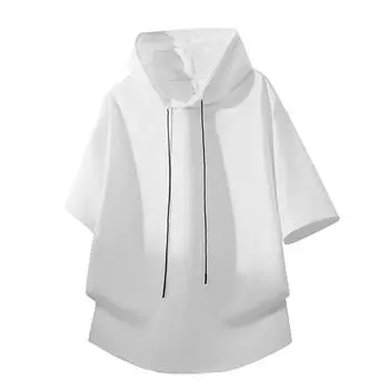 Футболка мужская с капюшоном для альпинизма и активного отдыха, летняя, быстросохнущая, спортивная, повседневная, свободная и дышащая XXXXXL/97-105KG белый